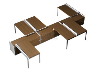 Мебель для персонала Рабочая станция (6x140) с ProSystem на 3-x опорных тумбах-купе КВ 0192 БН